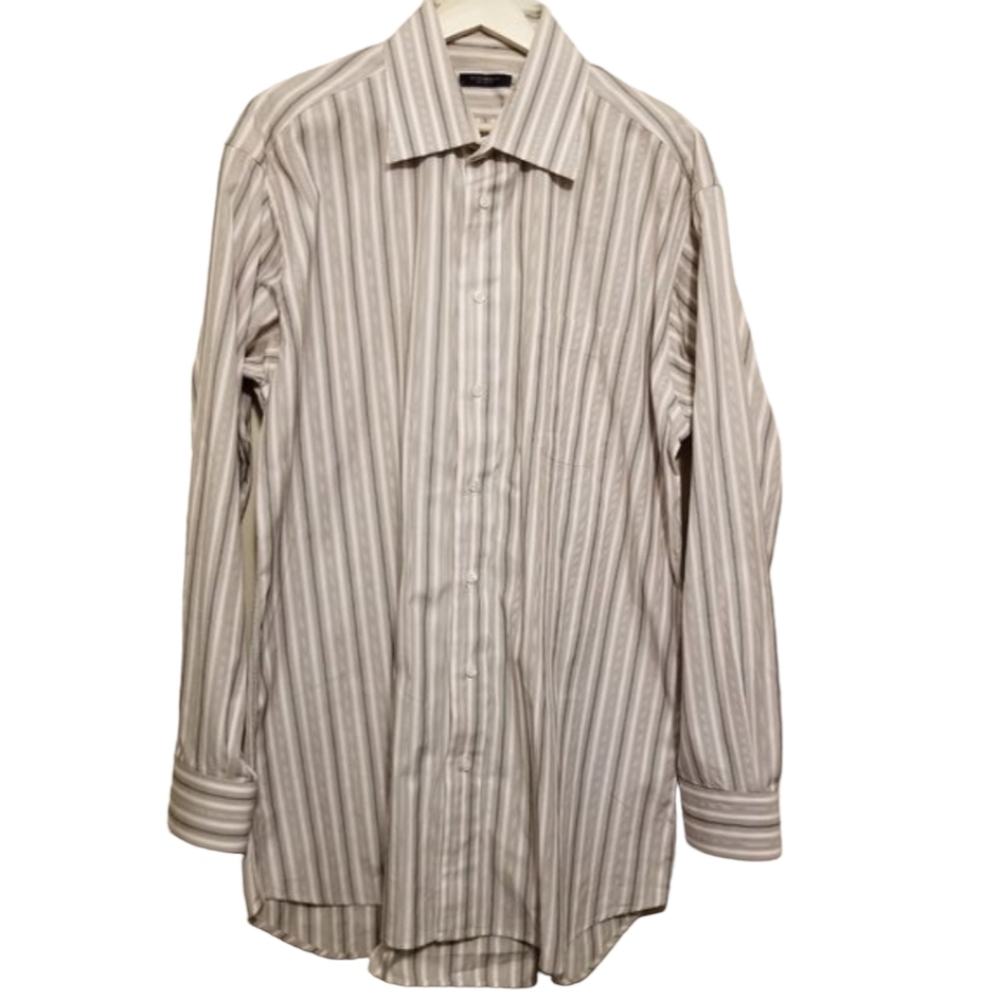 BURBERRY London Button up‎ Shirt Mens 16.5R Cotton Multicolor Stripes Office